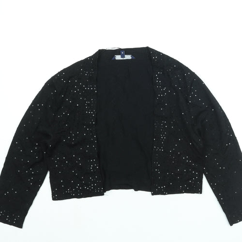 Jasper Conran Womens Black V-Neck Silk Shrug Jumper Size M - Sequin