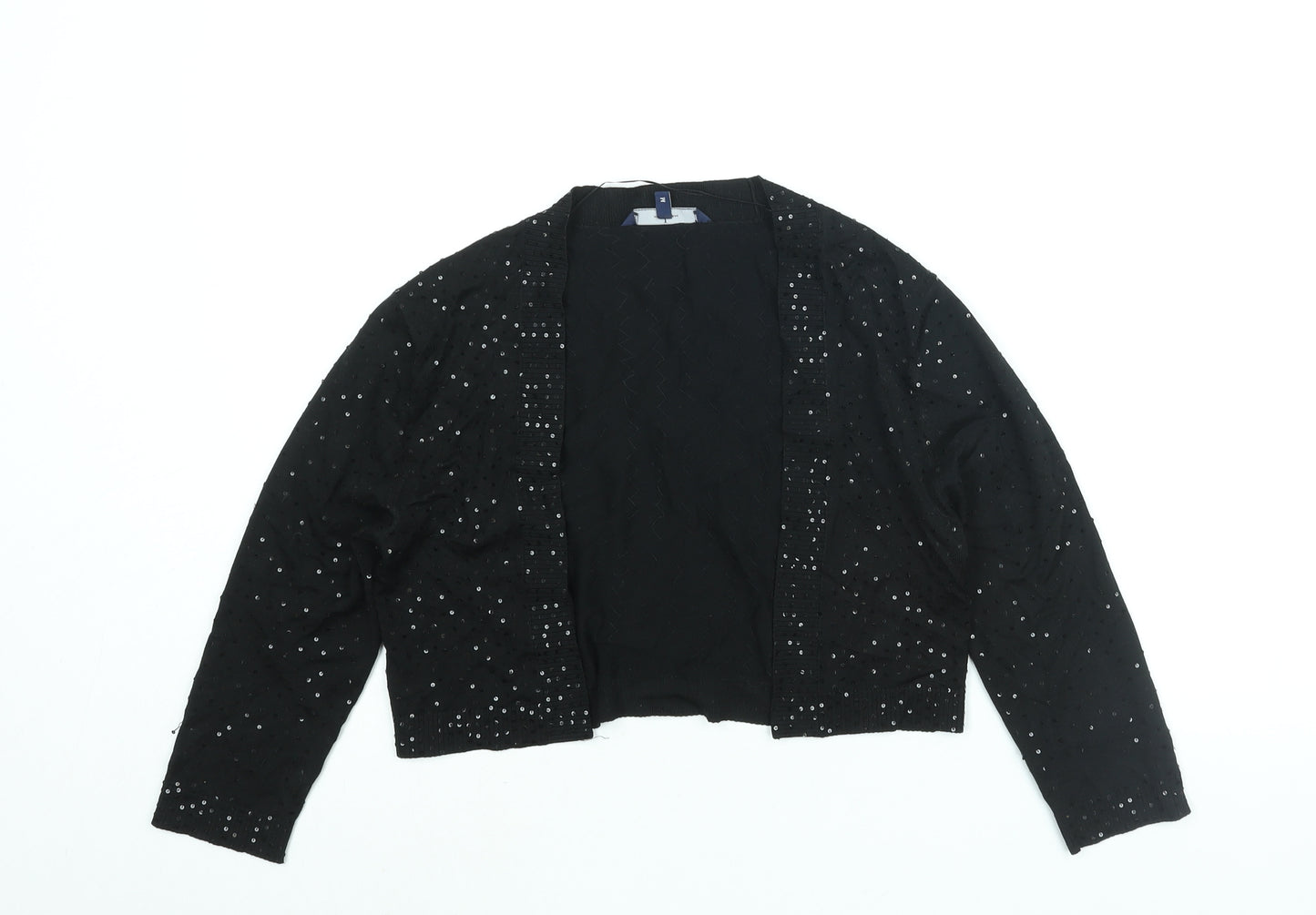 Jasper Conran Womens Black V-Neck Silk Shrug Jumper Size M - Sequin