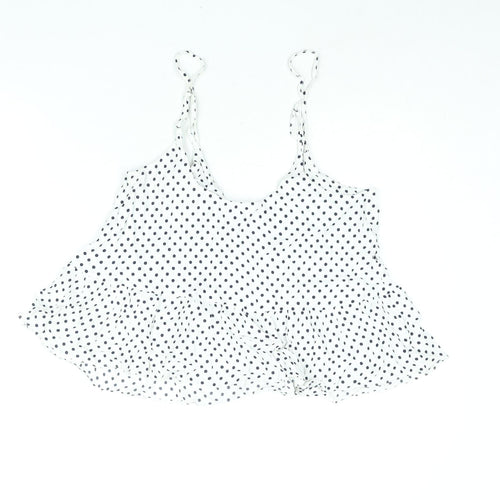 Topshop Womens White Polka Dot Viscose Camisole Blouse Size 12 Scoop Neck - Peplum