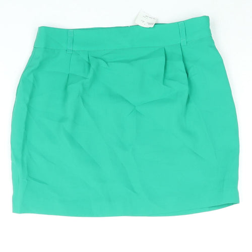 FOREVER 21 Womens Green Polyester Mini Skirt Size S Zip