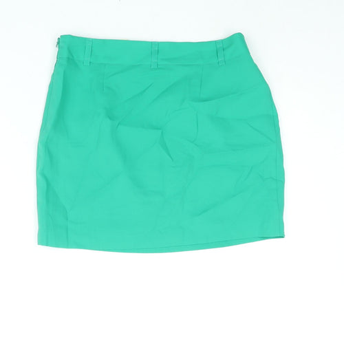 FOREVER 21 Womens Green Polyester Mini Skirt Size S Zip