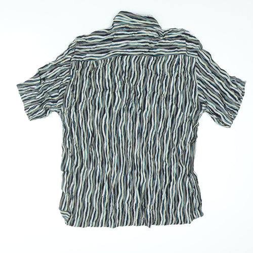 Gabicci Mens Multicoloured Striped Viscose Button-Up Size 2XL Collared Button