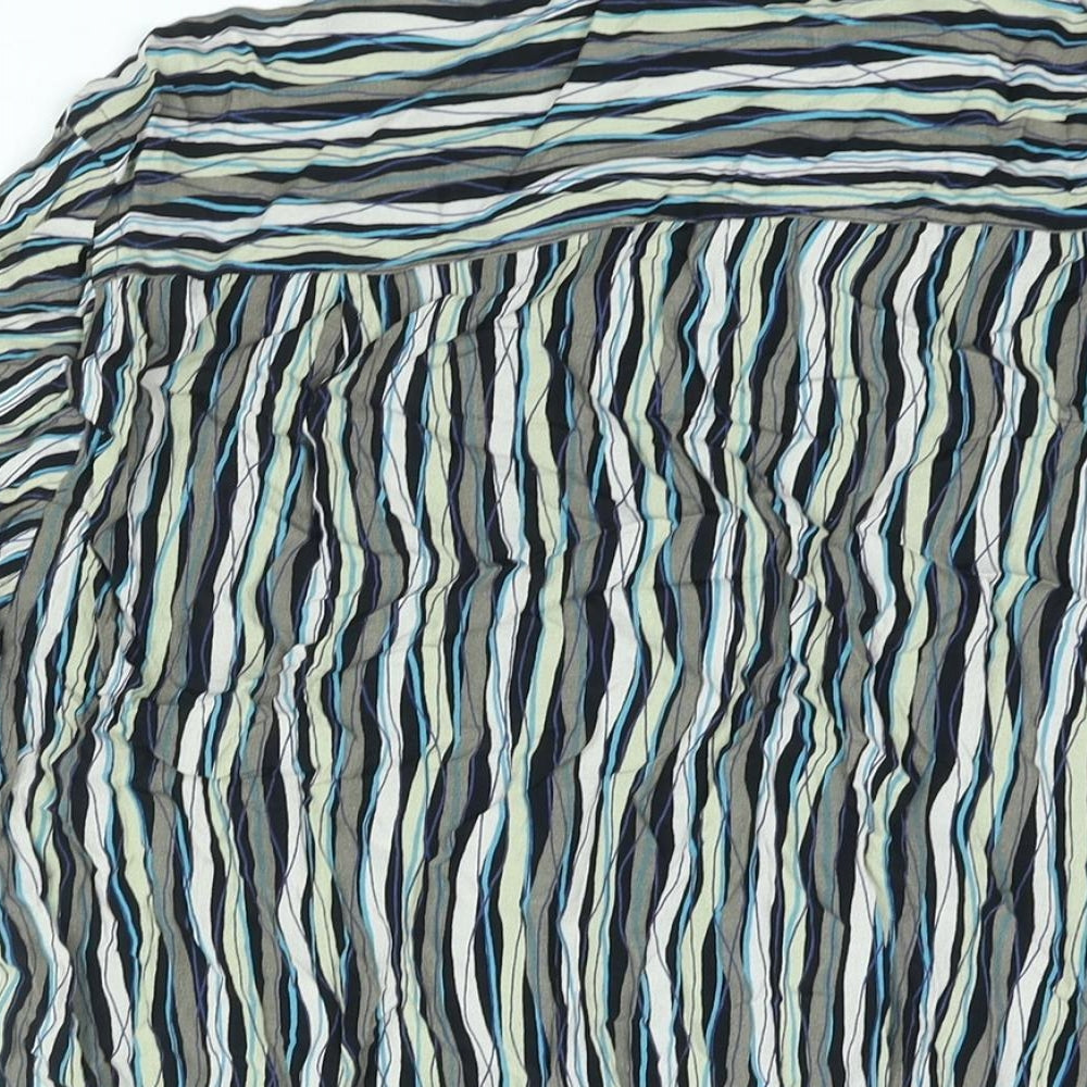 Gabicci Mens Multicoloured Striped Viscose Button-Up Size 2XL Collared Button