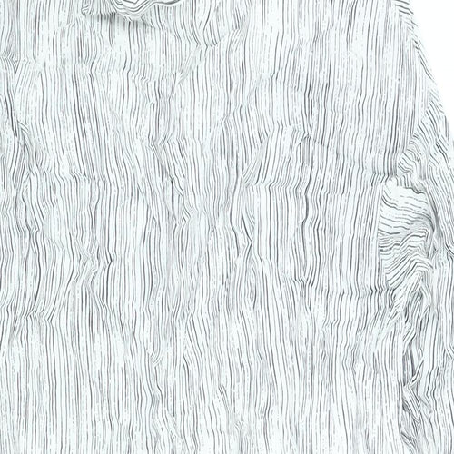 Autograph Womens White Striped Viscose Shift Size 12 Mock Neck Button - Side Slits