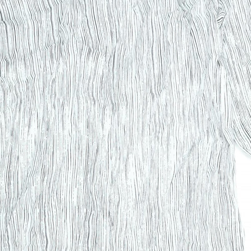 Autograph Womens White Striped Viscose Shift Size 12 Mock Neck Button - Side Slits