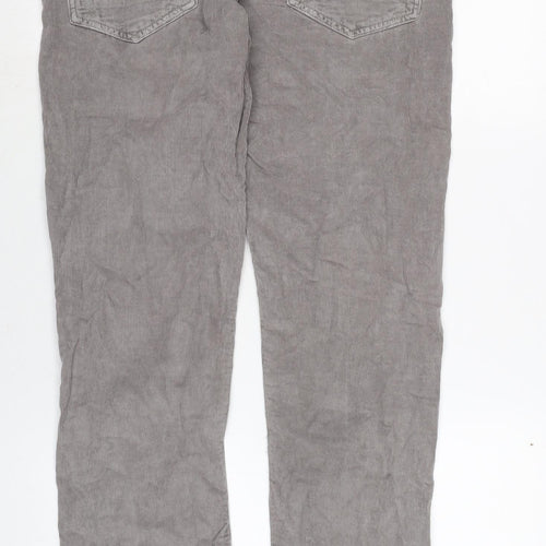 AllSaints Mens Grey Cotton Trousers Size 32 in L33 in Regular Button