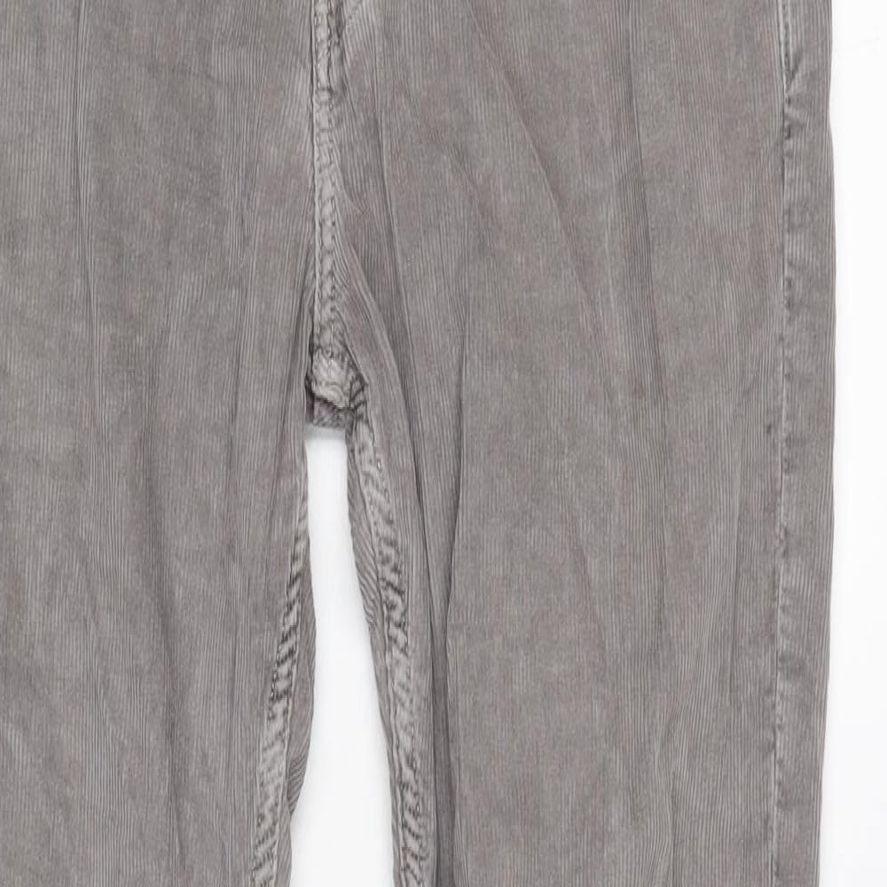 AllSaints Mens Grey Cotton Trousers Size 32 in L33 in Regular Button