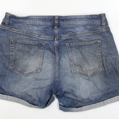 NEXT Womens Blue Cotton Boyfriend Shorts Size 12 Regular Zip