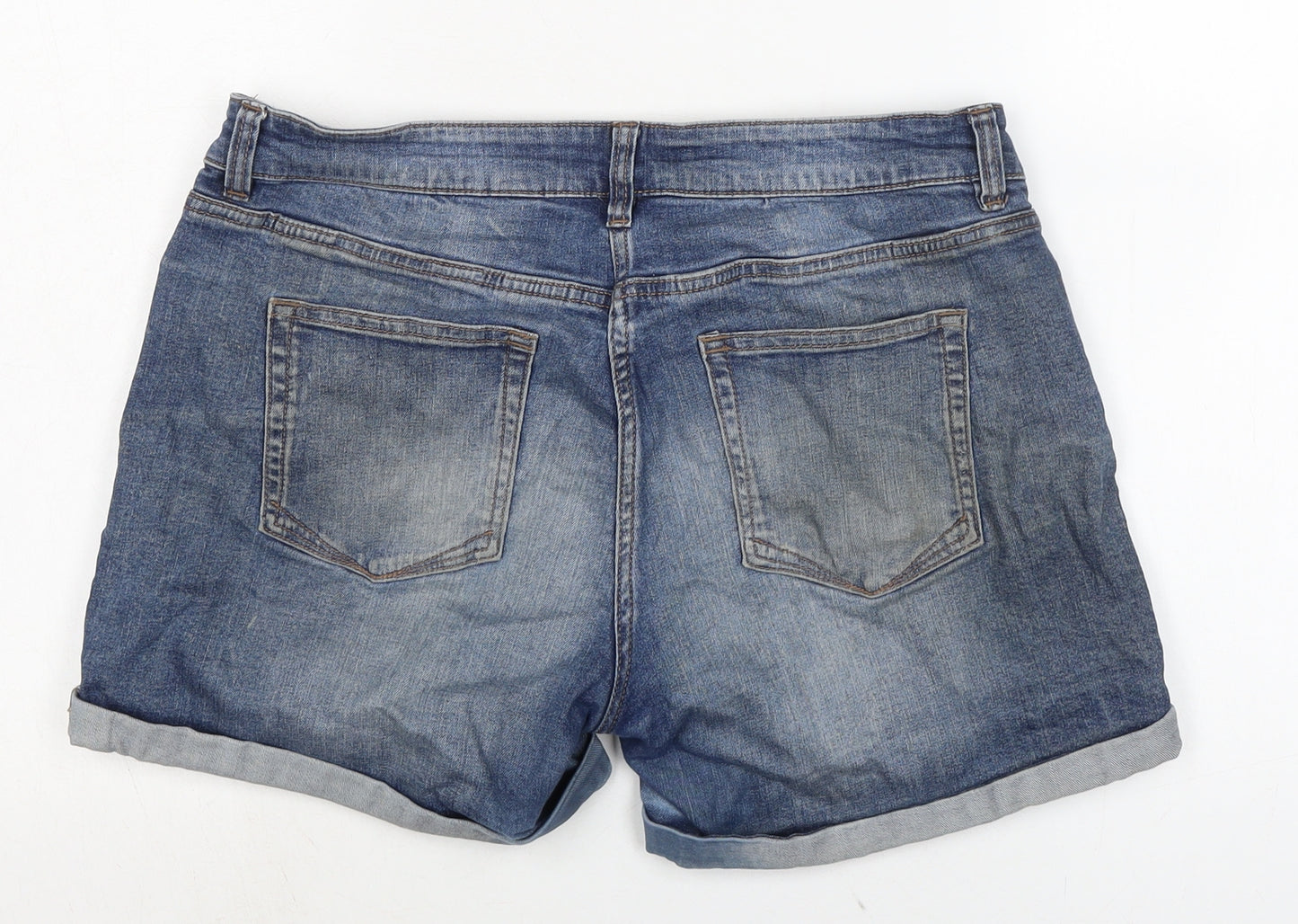 NEXT Womens Blue Cotton Boyfriend Shorts Size 12 Regular Zip