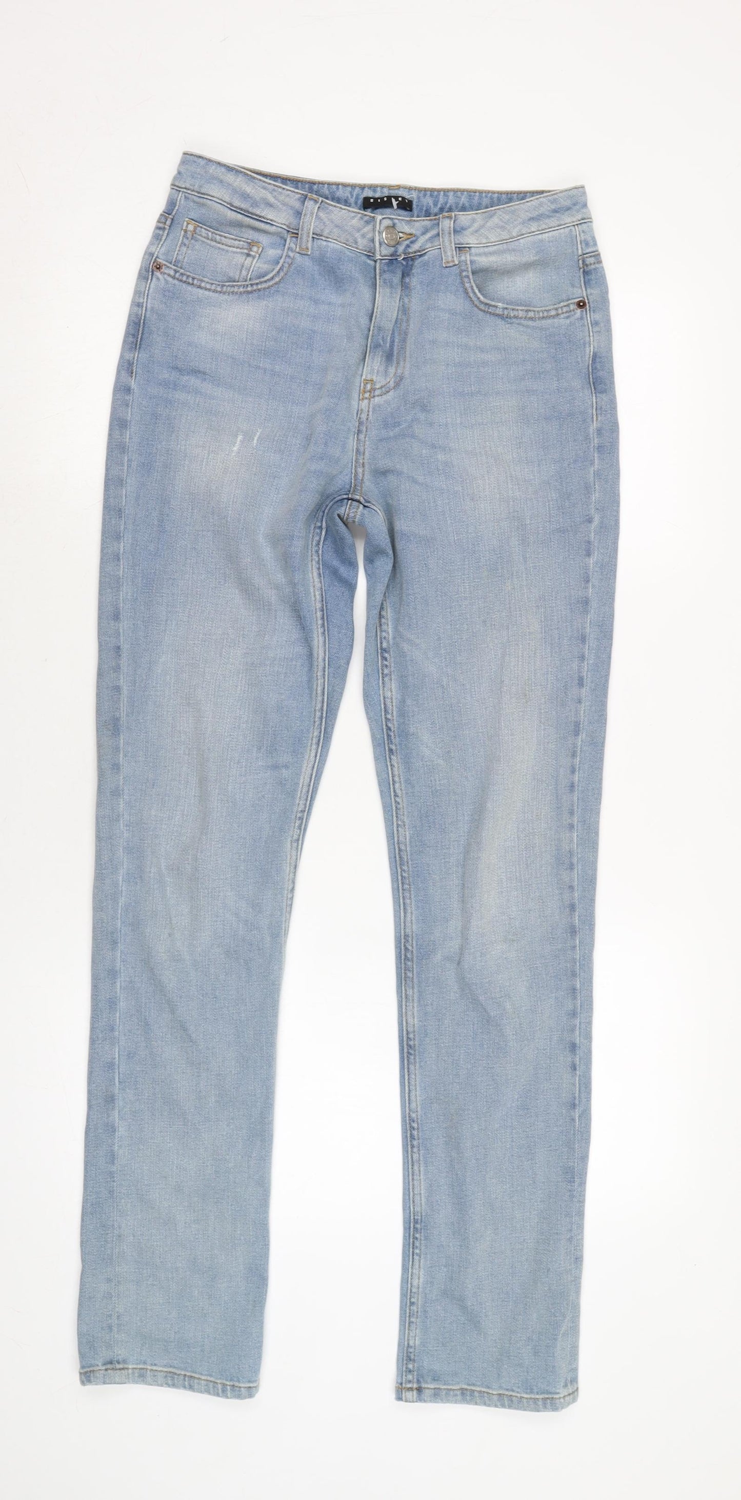 Sisley Womens Blue Cotton Blend Straight Jeans Size 28 in L33 in Regular Zip