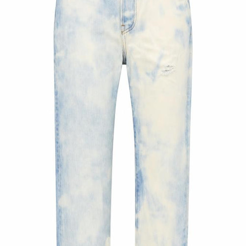 Levis Womens Blue Cotton Blend Straight Jeans Size 28 in L27 in Regular Button - Bleached Raw Hem