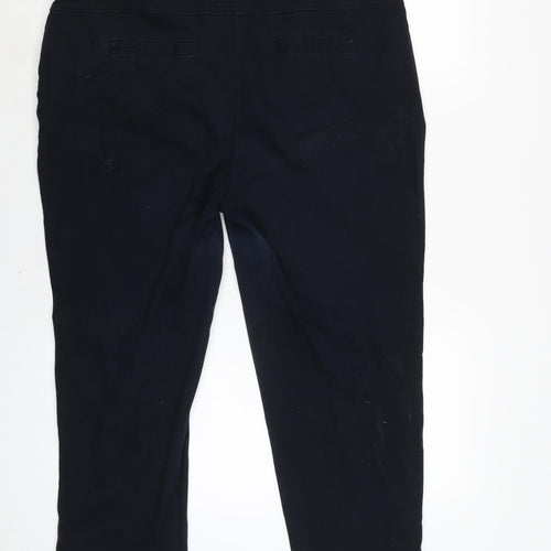 Wallis Womens Blue Cotton Blend Cropped Jeans Size 16 L23 in Regular Zip