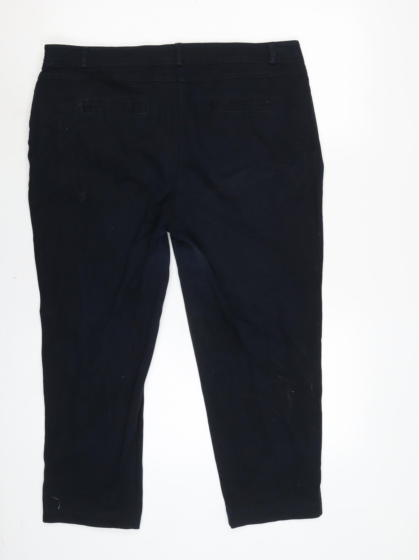 Wallis Womens Blue Cotton Blend Cropped Jeans Size 16 L23 in Regular Zip