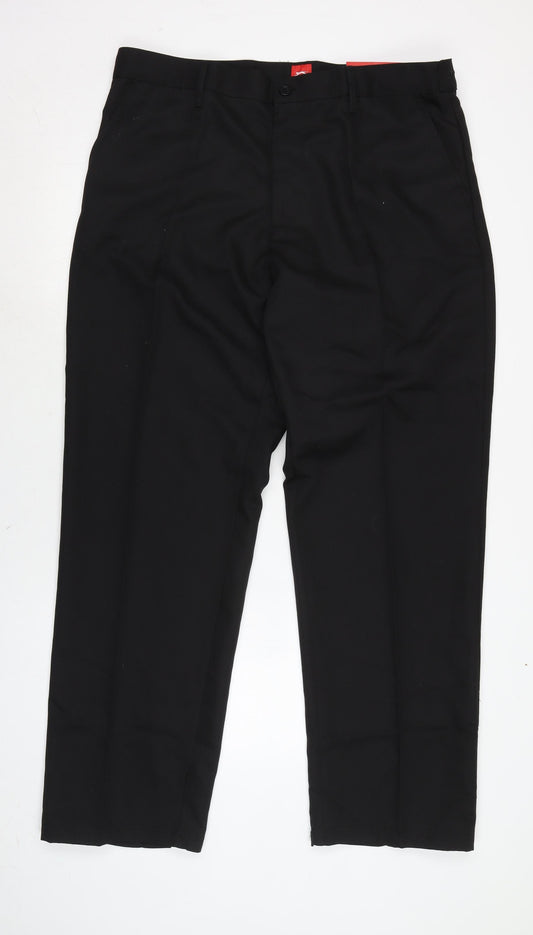 Slazenger Mens Black Cotton Trousers Size 38 in L33 in Regular Zip