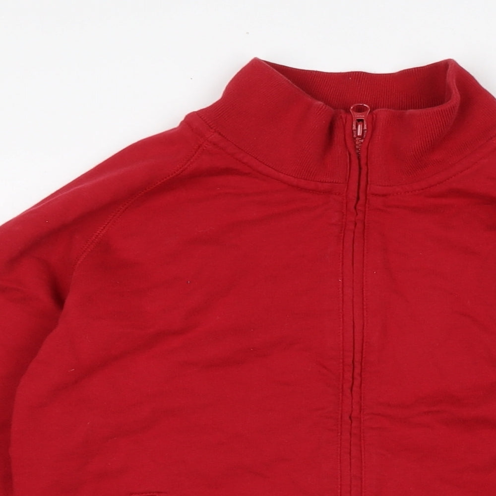 Boden Womens Red Mock Neck Cotton Full Zip Jumper Size M