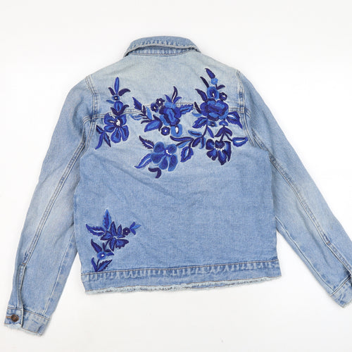 Denim Womens Blue Biker Jacket Size 8 Button