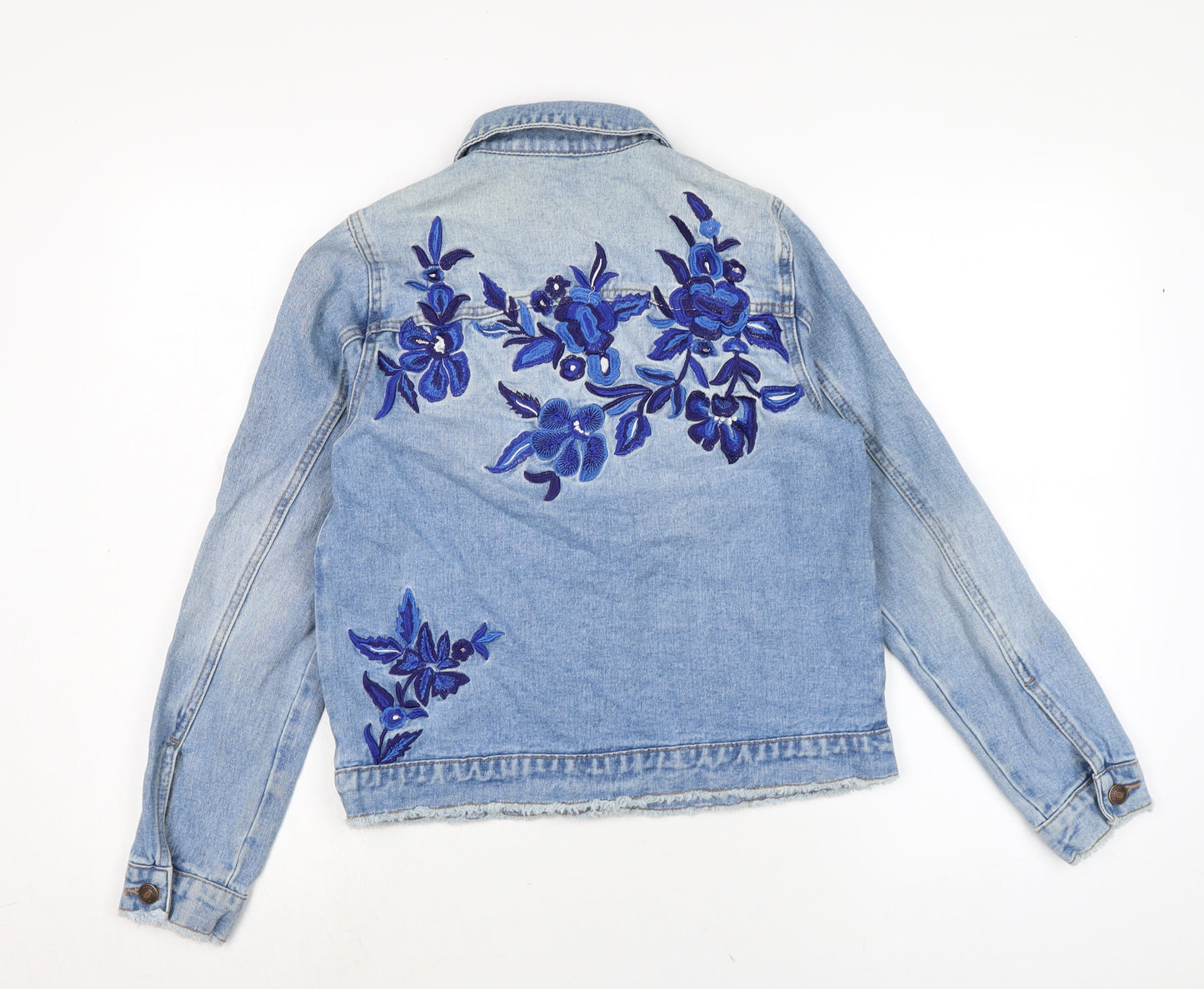 Denim Womens Blue Biker Jacket Size 8 Button