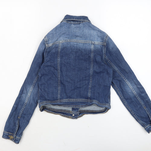 Gap Girls Blue Biker Jacket Size L Button