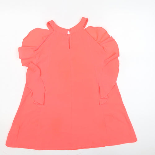 French Connection Girls Pink Polyester A-Line Size 8-9 Years Crew Neck Button