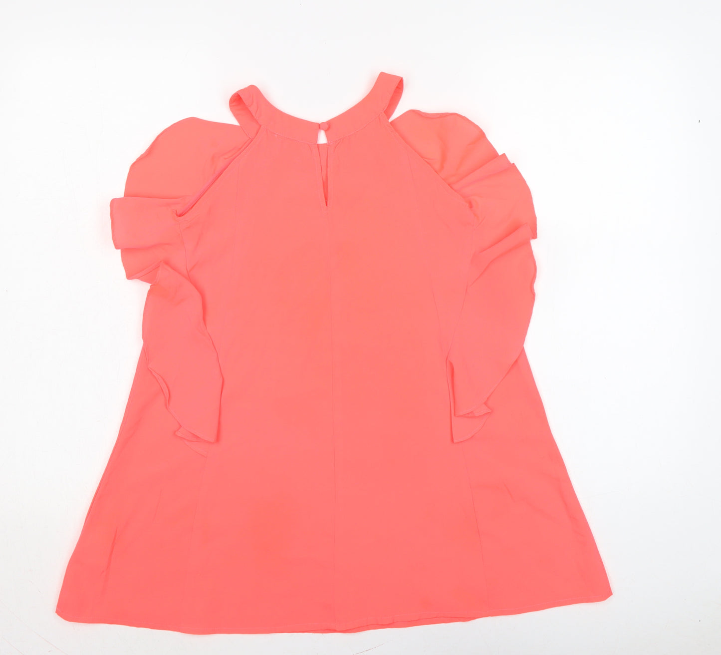 French Connection Girls Pink Polyester A-Line Size 8-9 Years Crew Neck Button