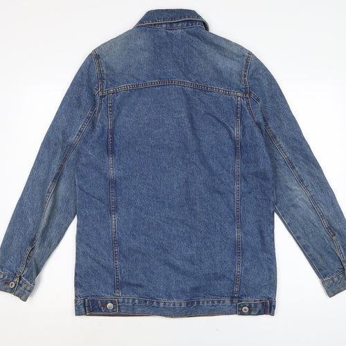 Denim & Co. Womens Blue Biker Jacket Size 10 Button
