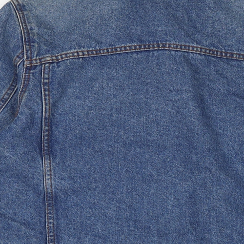Denim & Co. Womens Blue Biker Jacket Size 10 Button