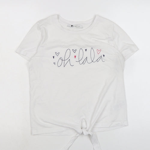 By very Womens White Cotton Basic T-Shirt Size M Crew Neck