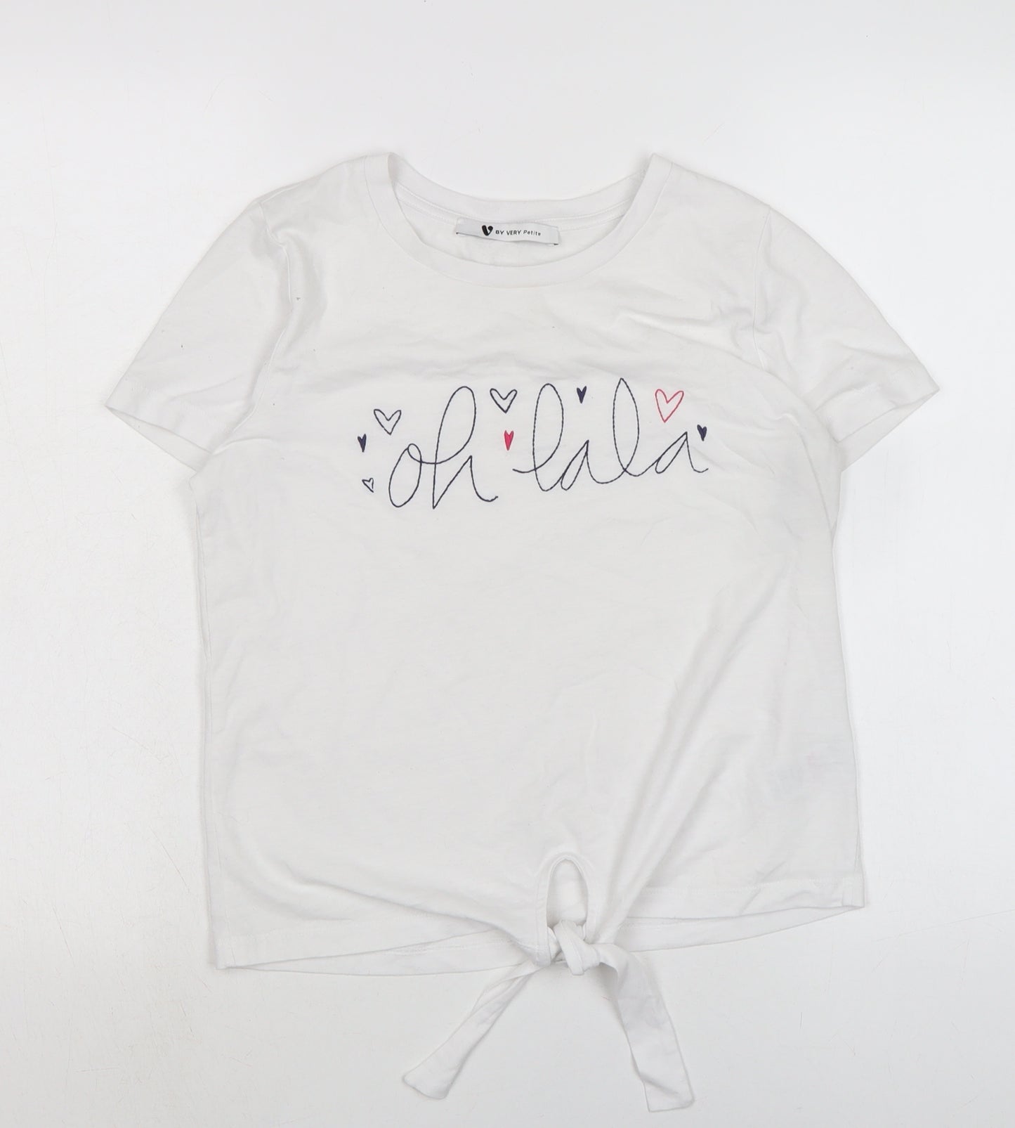 By very Womens White Cotton Basic T-Shirt Size M Crew Neck