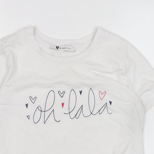 By very Womens White Cotton Basic T-Shirt Size M Crew Neck