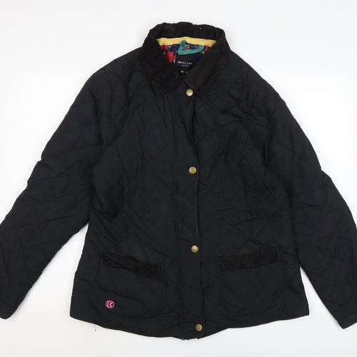 Betty kay Womens Black Quilted Jacket Size 16 Zip