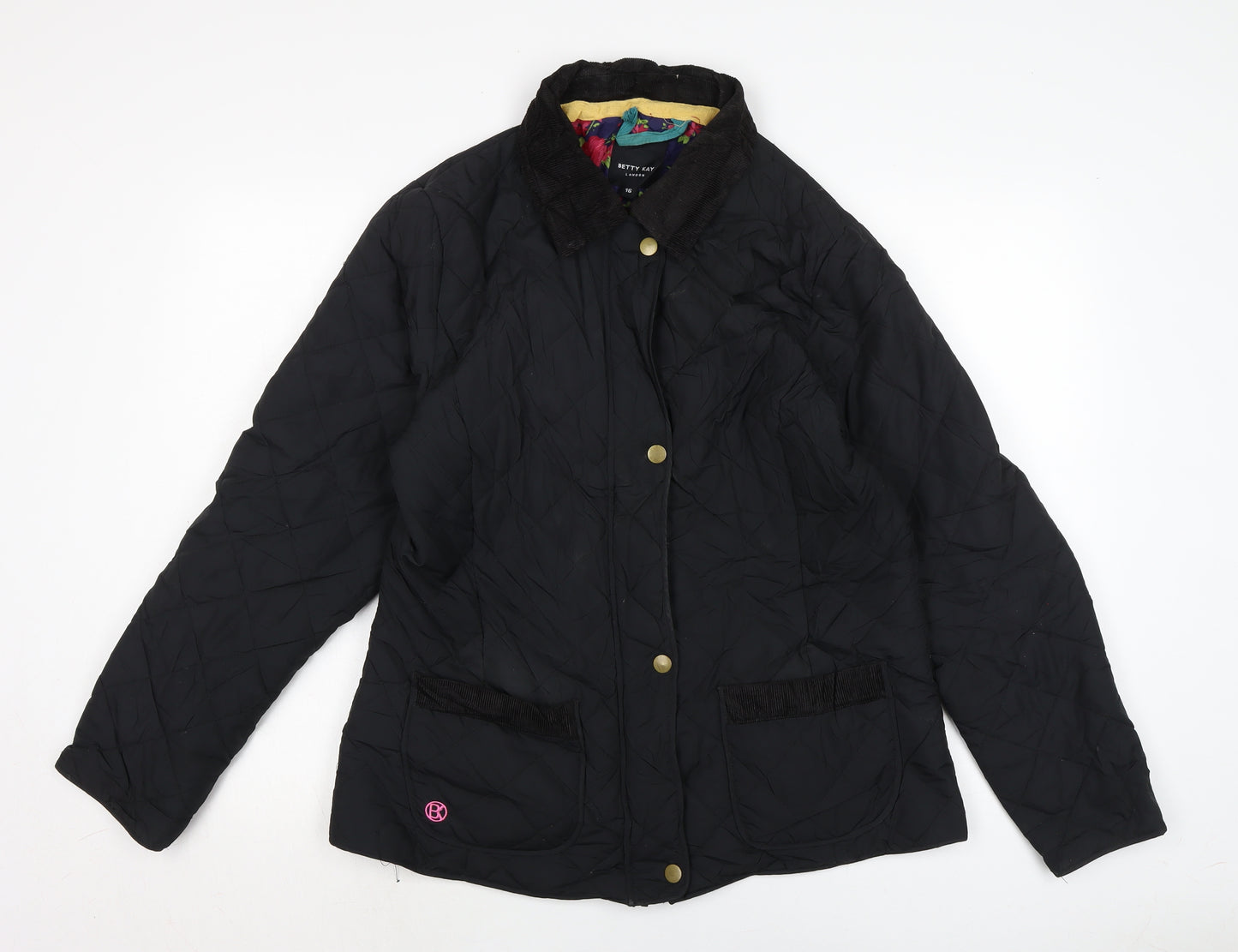 Betty kay Womens Black Quilted Jacket Size 16 Zip