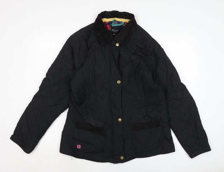 Betty kay Womens Black Quilted Jacket Size 16 Zip