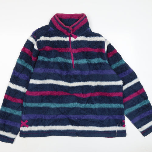 Lazy Jacks Womens Multicoloured Mock Neck Striped Polyester Pullover Jumper Size 16