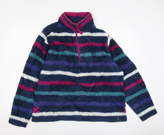 Lazy Jacks Womens Multicoloured Mock Neck Striped Polyester Pullover Jumper Size 16