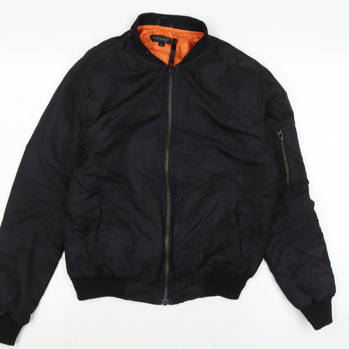 Topshop Womens Black Bomber Jacket Jacket Size 6 Zip