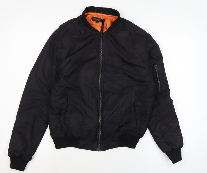 Topshop Womens Black Bomber Jacket Jacket Size 6 Zip
