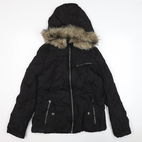 Jenson Womens Black Puffer Jacket Coat Size 12 Zip