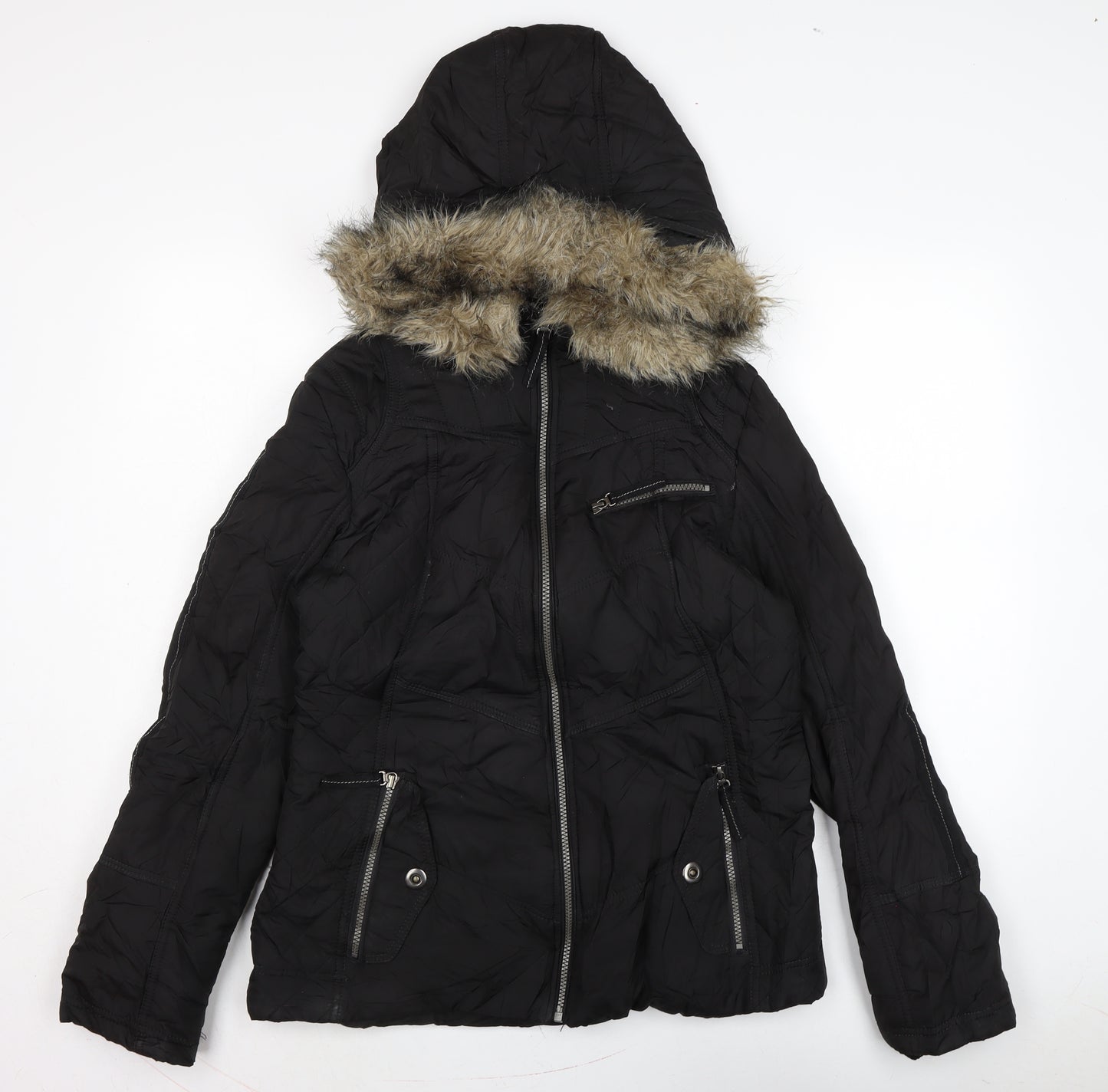Jenson Womens Black Puffer Jacket Coat Size 12 Zip