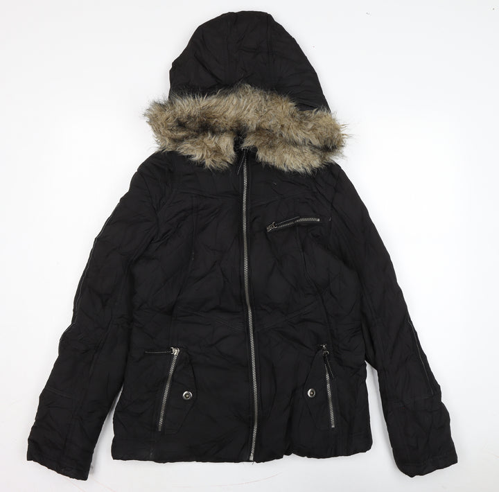 Jenson Womens Black Puffer Jacket Coat Size 12 Zip