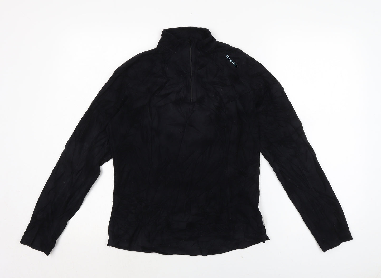 DECATHLON Womens Black Mock Neck Polyester Full Zip Jumper Size M