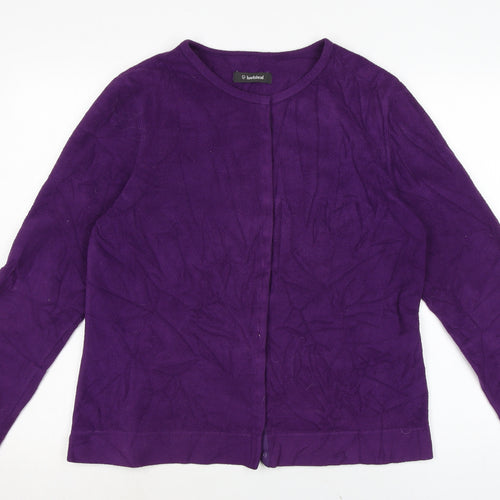 Hawkhead Womens Purple Crew Neck Polyester Cardigan Jumper Size 16