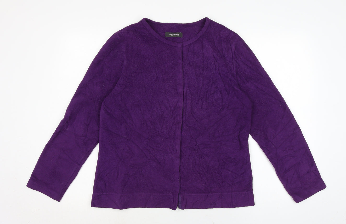 Hawkhead Womens Purple Crew Neck Polyester Cardigan Jumper Size 16