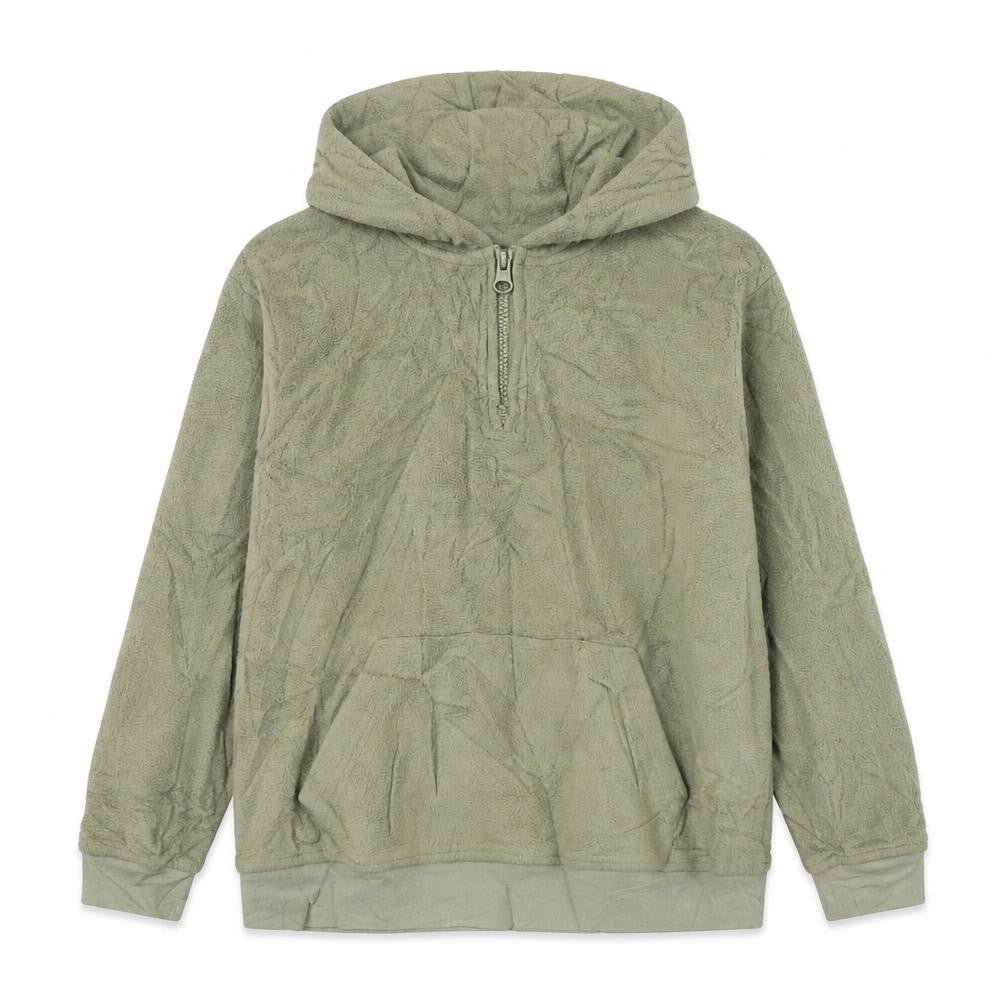 Front view of Marks & Spencer boys’ green polyester pullover hoodie, size 7-8, years