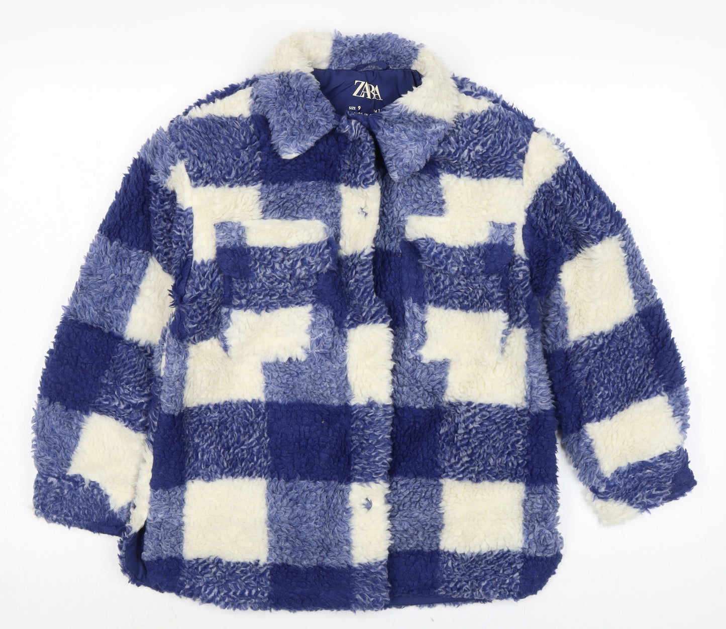 Zara Boys Blue Check Jacket Size 9-10 Years Snap
