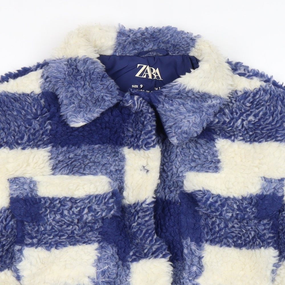 Zara Boys Blue Check Jacket Size 9-10 Years Snap