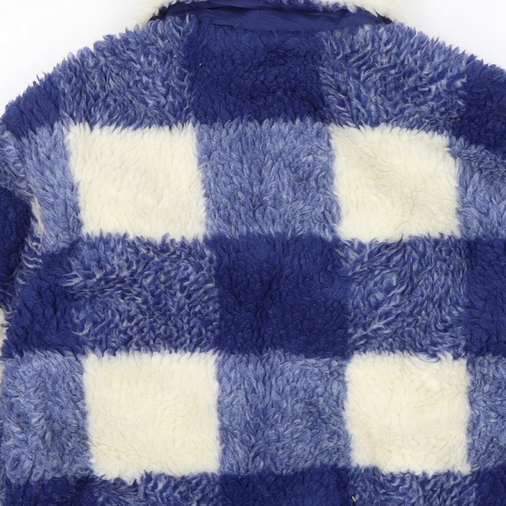 Zara Boys Blue Check Jacket Size 9-10 Years Snap