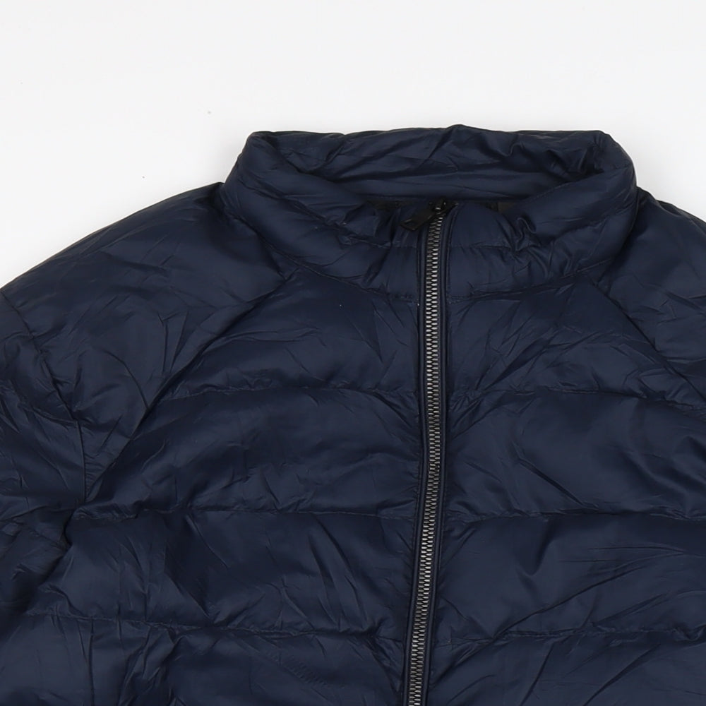 Marks and Spencer Mens Blue Quilted Jacket Size L Zip