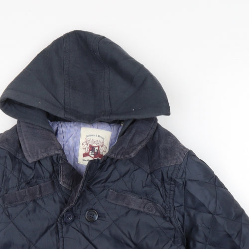 Hadleigh Boys Blue Quilted Coat Size 4-5 Years Button