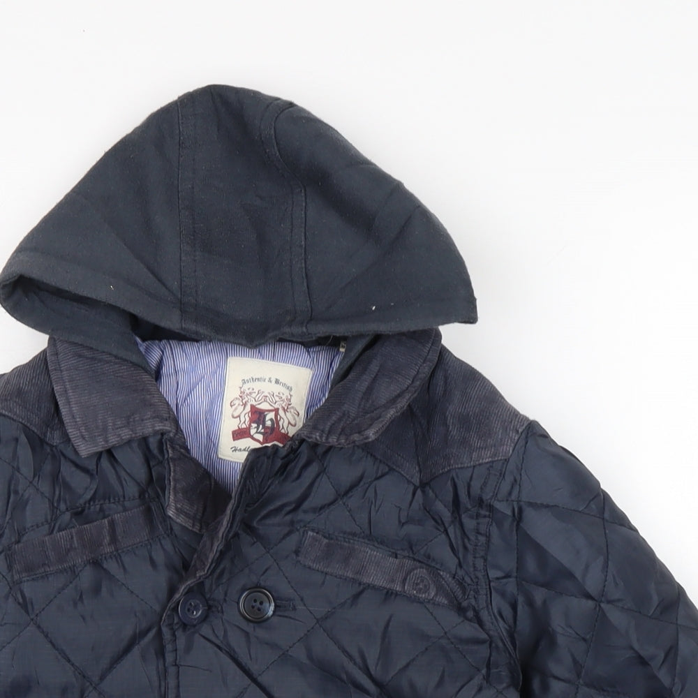 Hadleigh Boys Blue Quilted Coat Size 4-5 Years Button
