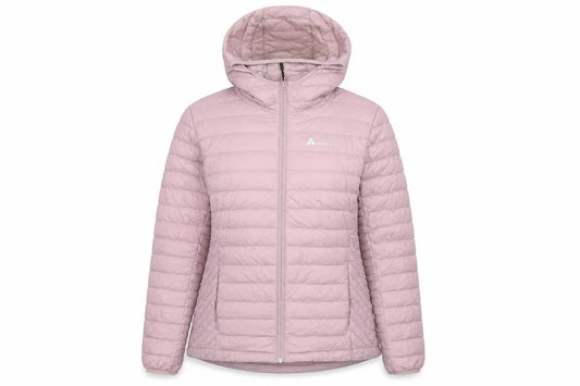 Front view of Technicals women’s pink quilted jacket, size UK 14, zip
